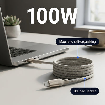 PowerUp MCC-1 100W Magnetic USB-C to USB-C Cable, 1 Meter