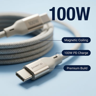 PowerUp MCC-1 100W Magnetic USB-C to USB-C Cable, 1 Meter