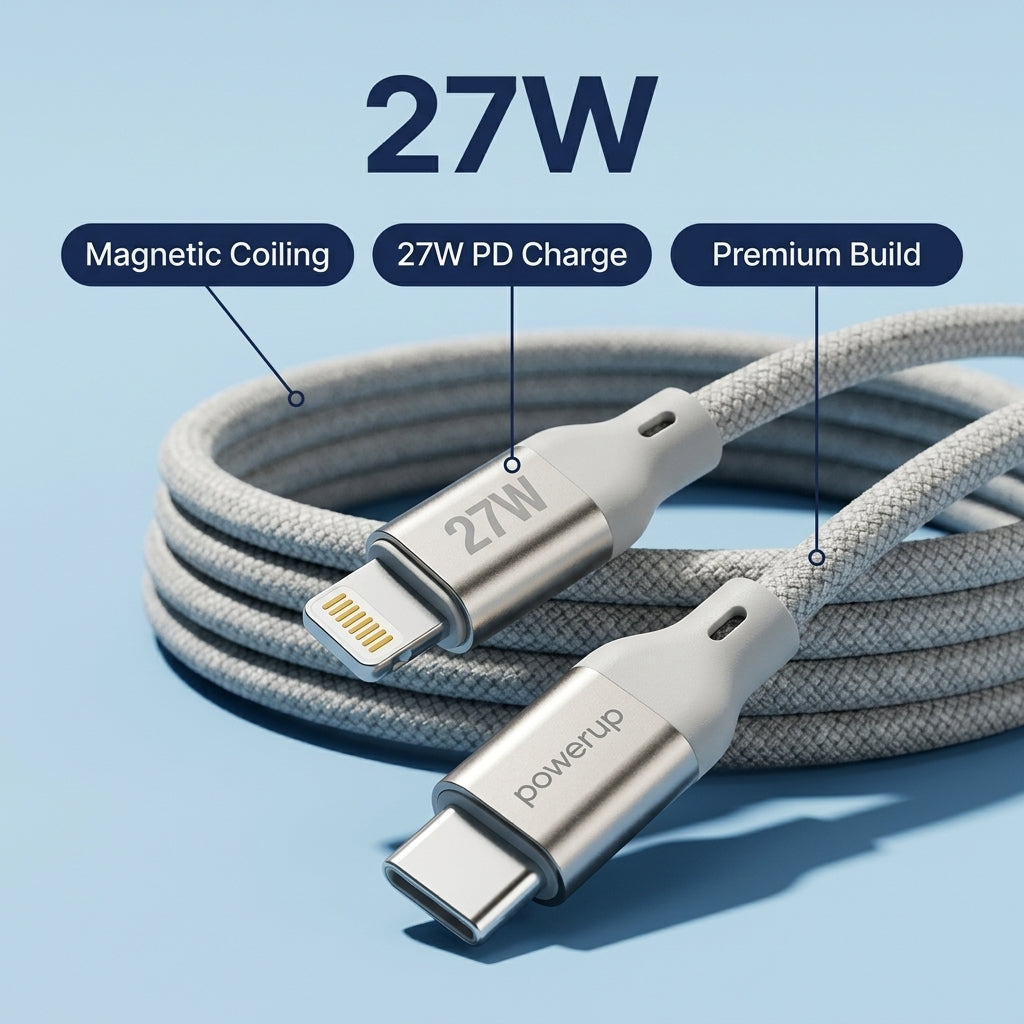 PowerUp MCC-2 100W Magnetic USB-C to LIGHTNING  Cable, 1 Meter
