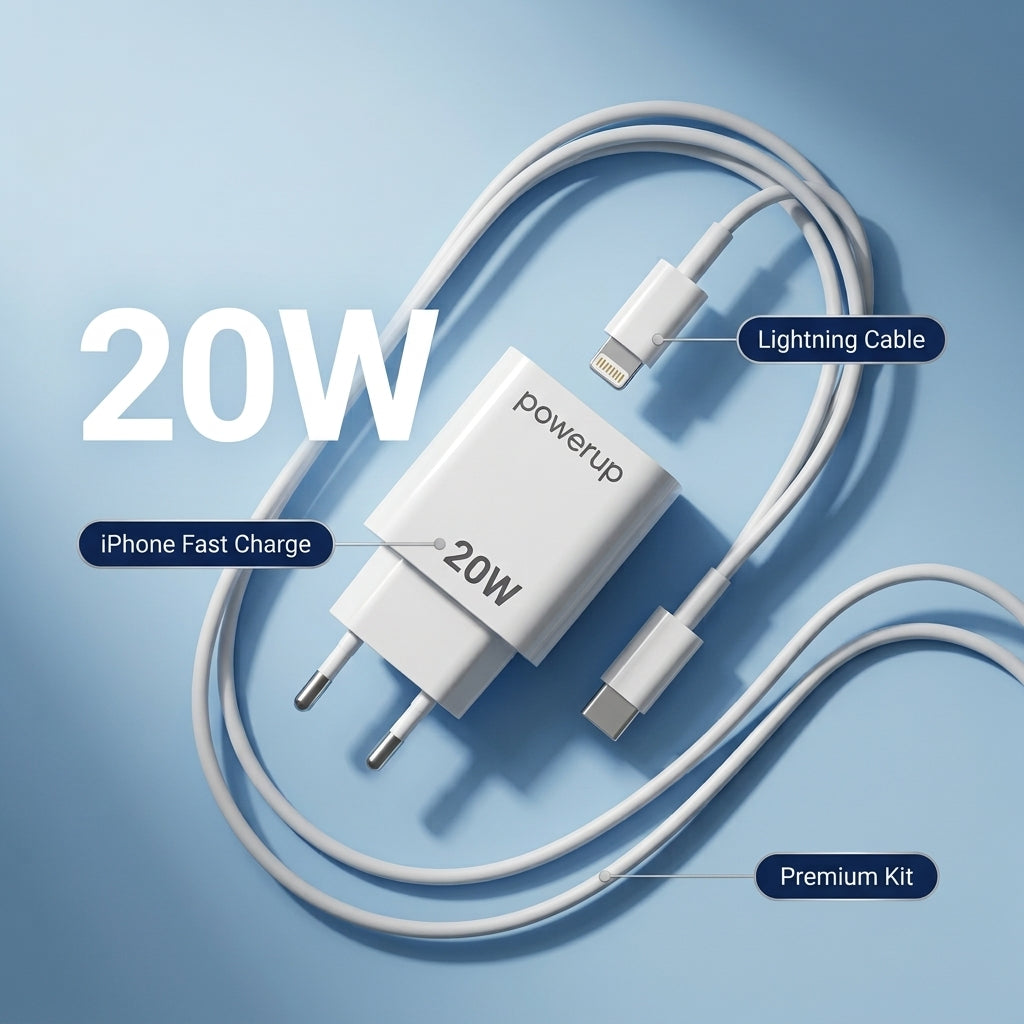 PowerUp P-20W-6 Charger with Usb-c To Lightning Cable PD 20W