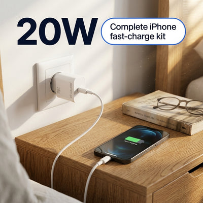 PowerUp P-20W-6 Charger with Usb-c To Lightning Cable PD 20W