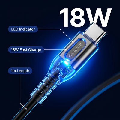 كابل ST-13 من باور اب USB-A إلى C بقوة 18 وات وطول 1 متر