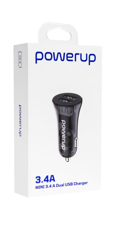 PowerUp CR-9 Mini Car Charger - 3.4A - Dual USB A - Clear