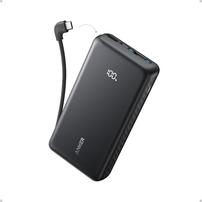 Anker Zolo 10,000 mAh Power Bank Built-In USB-C Cable 22.5W