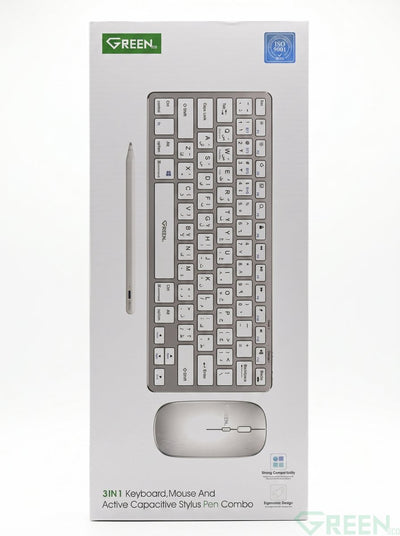 GREEN 3 IN 1 KEYBOARD - MOUSE - PEN