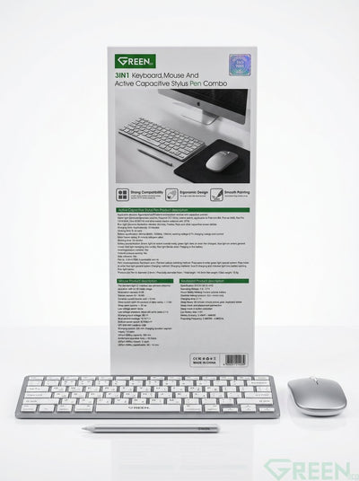 GREEN 3 IN 1 KEYBOARD - MOUSE - PEN