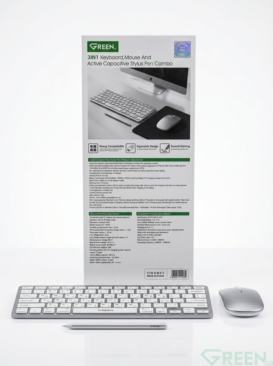 GREEN 3 IN 1 KEYBOARD - MOUSE - PEN