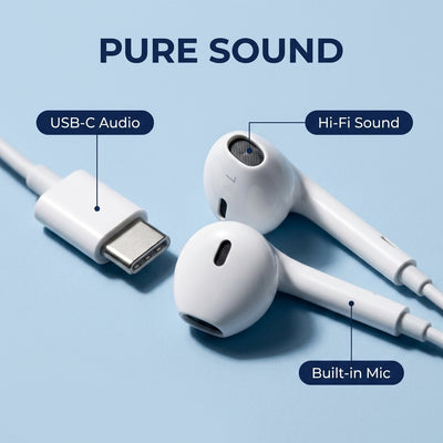 PowerUp - x 200 Sound Earphones with , Type-C Connector, white