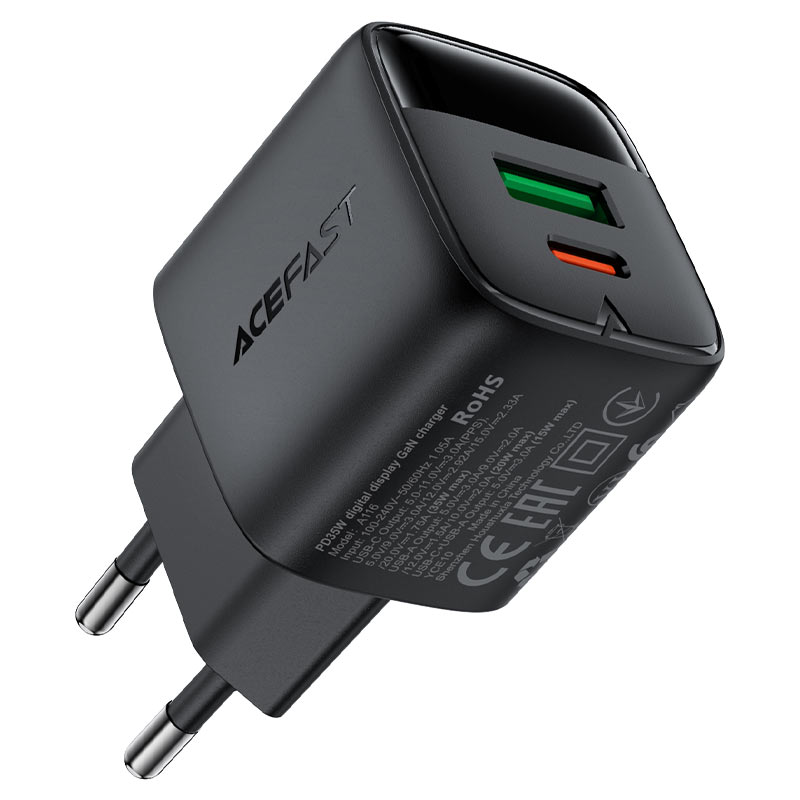 Fast Charge Wall Charger A116 PD35W GaN (1xUSB-A+1xUSB-C) EU