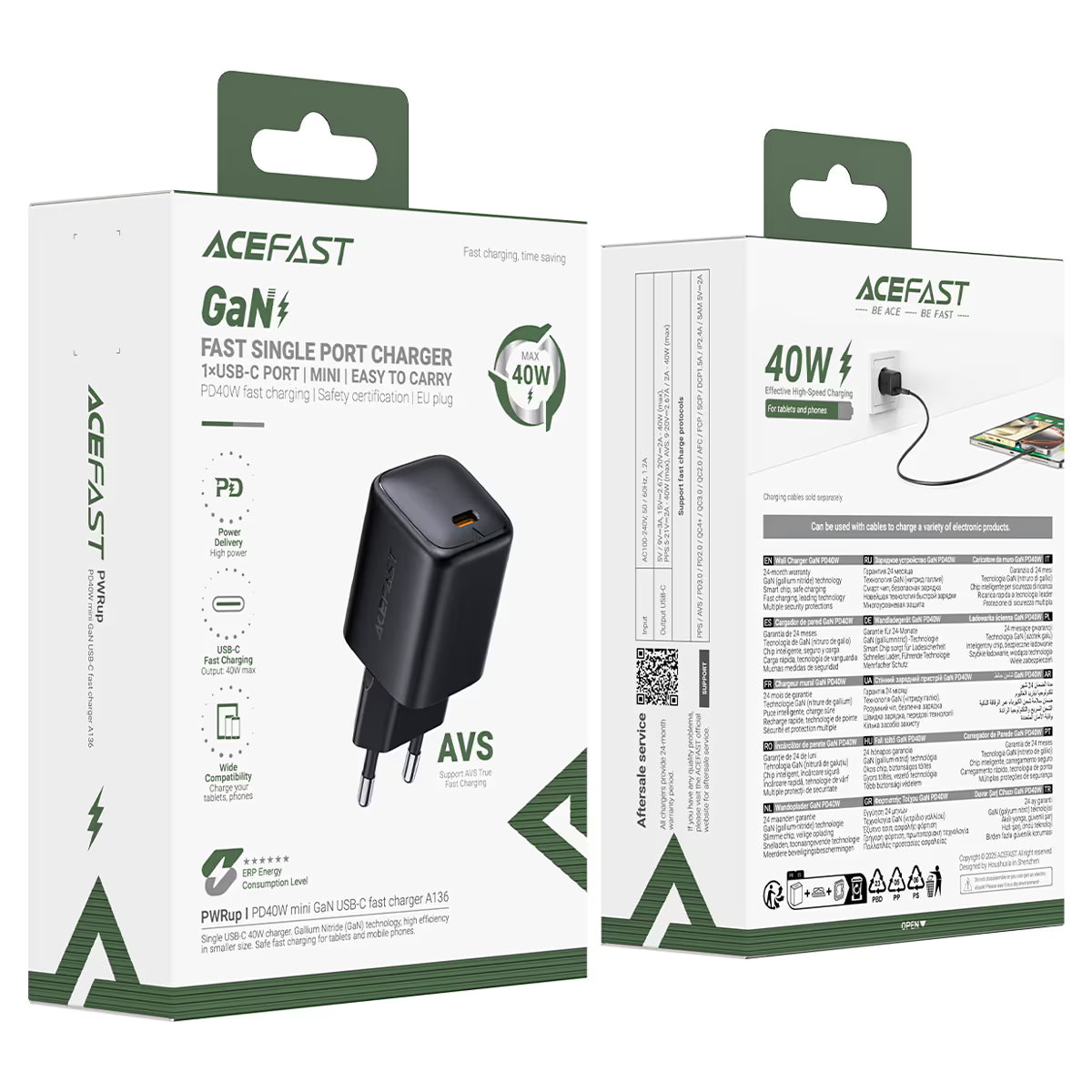 ACEfast  Charge Wall Charger A136 PD40W GaN (1xUSB-C) EU