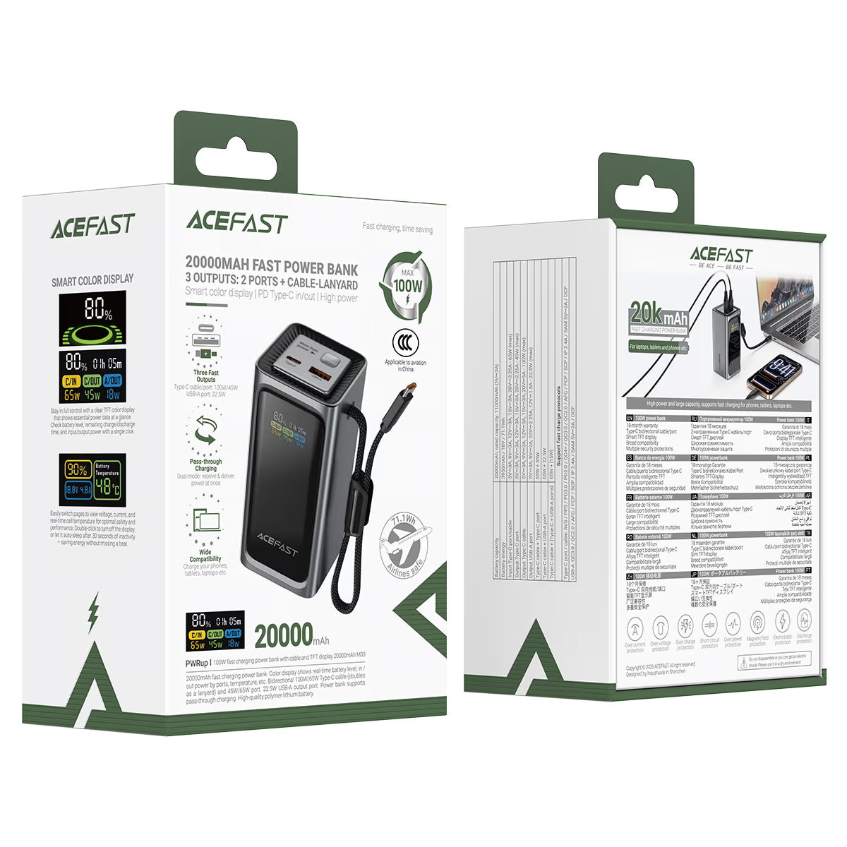 بنك طاقة سريع الشحن M33 PD100W بسعة 20000 مللي أمبير